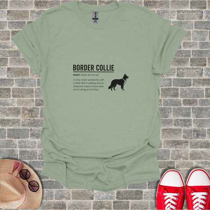 Border Collie definition t-shirt with dog silhouette.