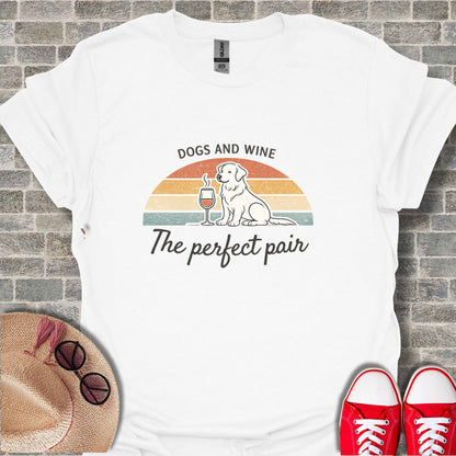 Dogs and Wine The Perfect Pair Graphic T-shirt