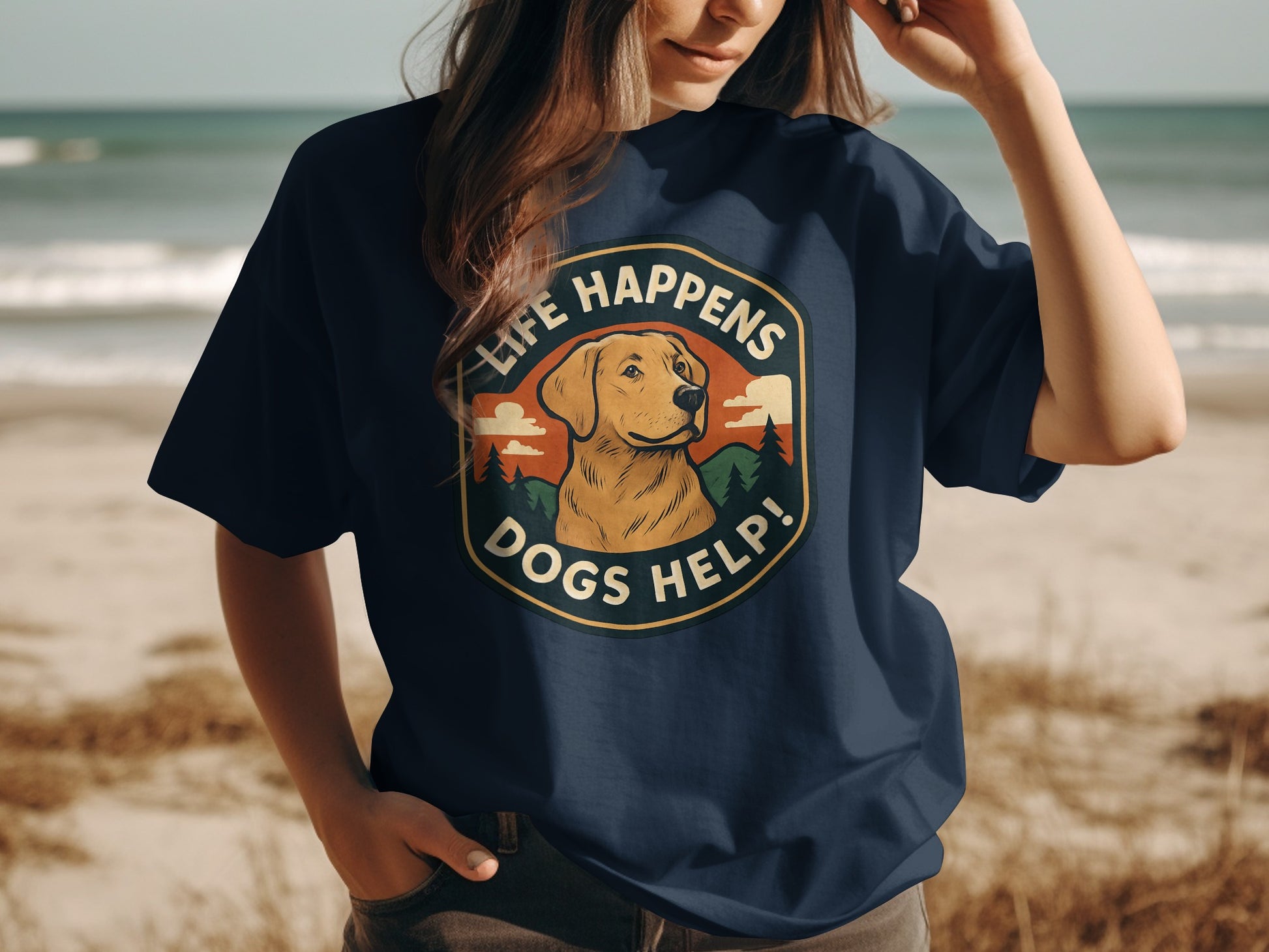 Life Happens Dogs Help Graphic T-shirt product type