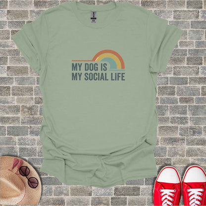 My Dog Is My Social Life Rainbow Design T-Shirt product type