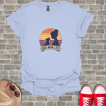 Dog Mom Life Silhouette Sunset Light Blue T-shirt product type