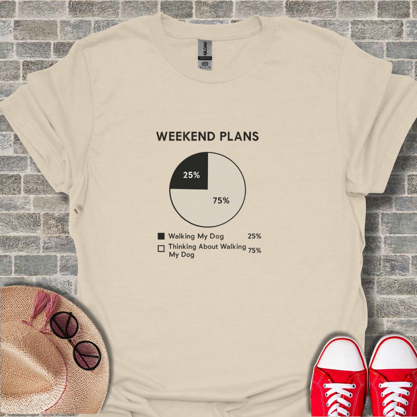Weekend Plans Pie Chart Dog Walking T-Shirt