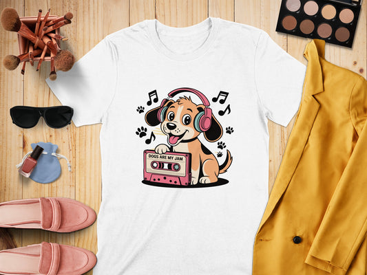 Adorable Dog with Headphones Design T-shirt Product
