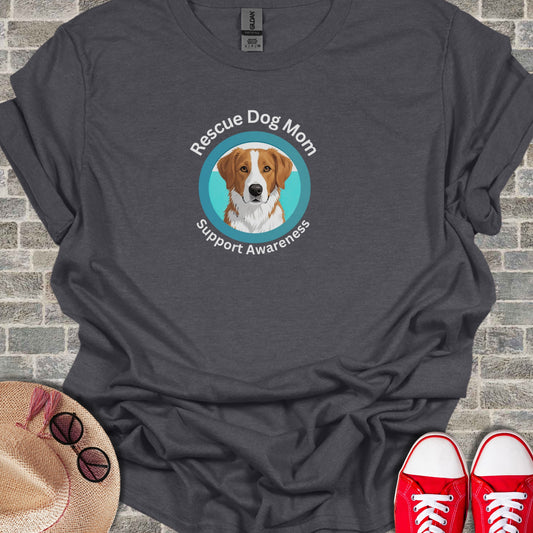 Rescue Dog Mom Support Awareness Graphic T-Shirt