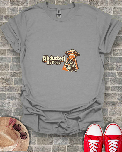 Abducted By Dogs Funny UFO Graphic T-Shirt