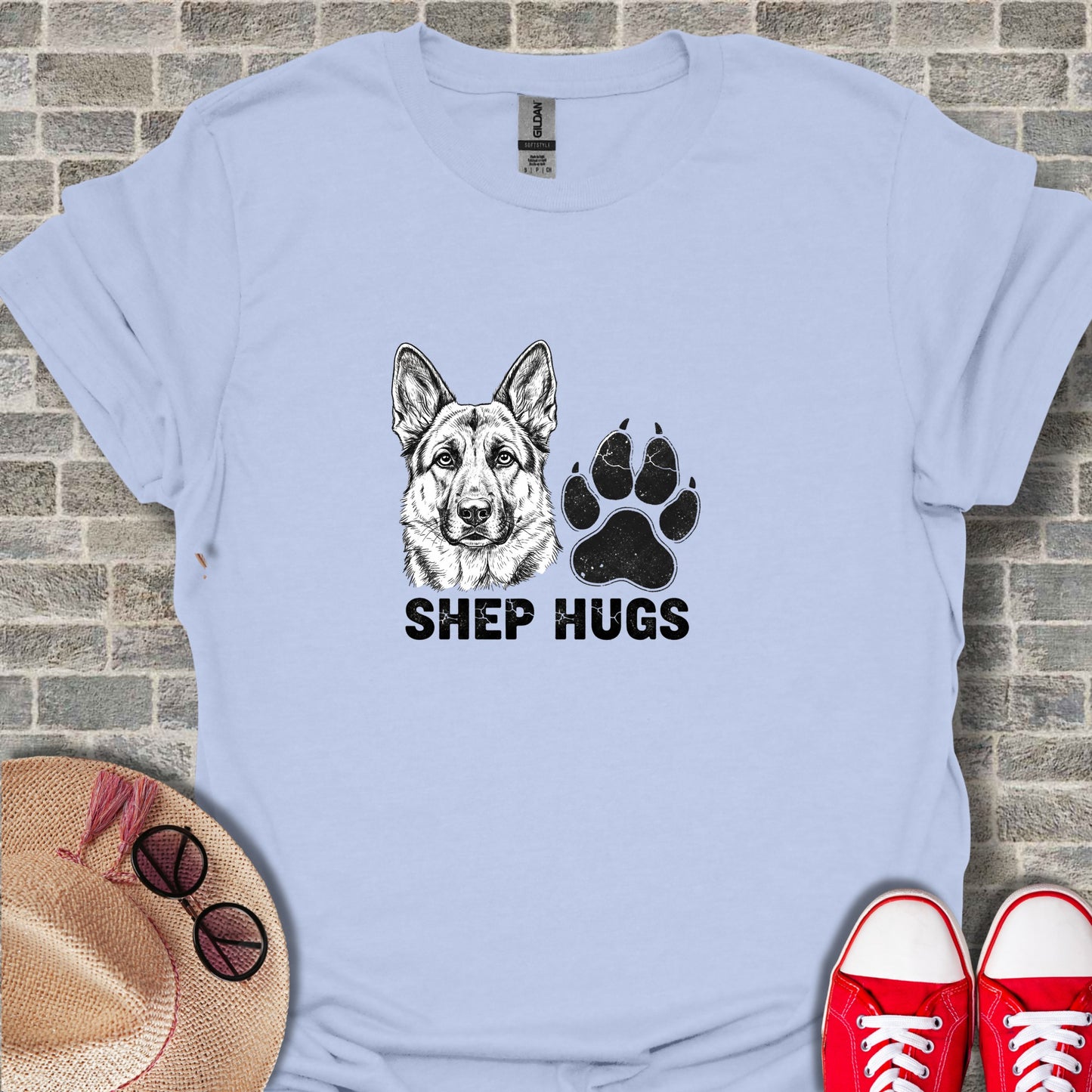 Cute Shep Hugs Graphic Dog Lover T-Shirt