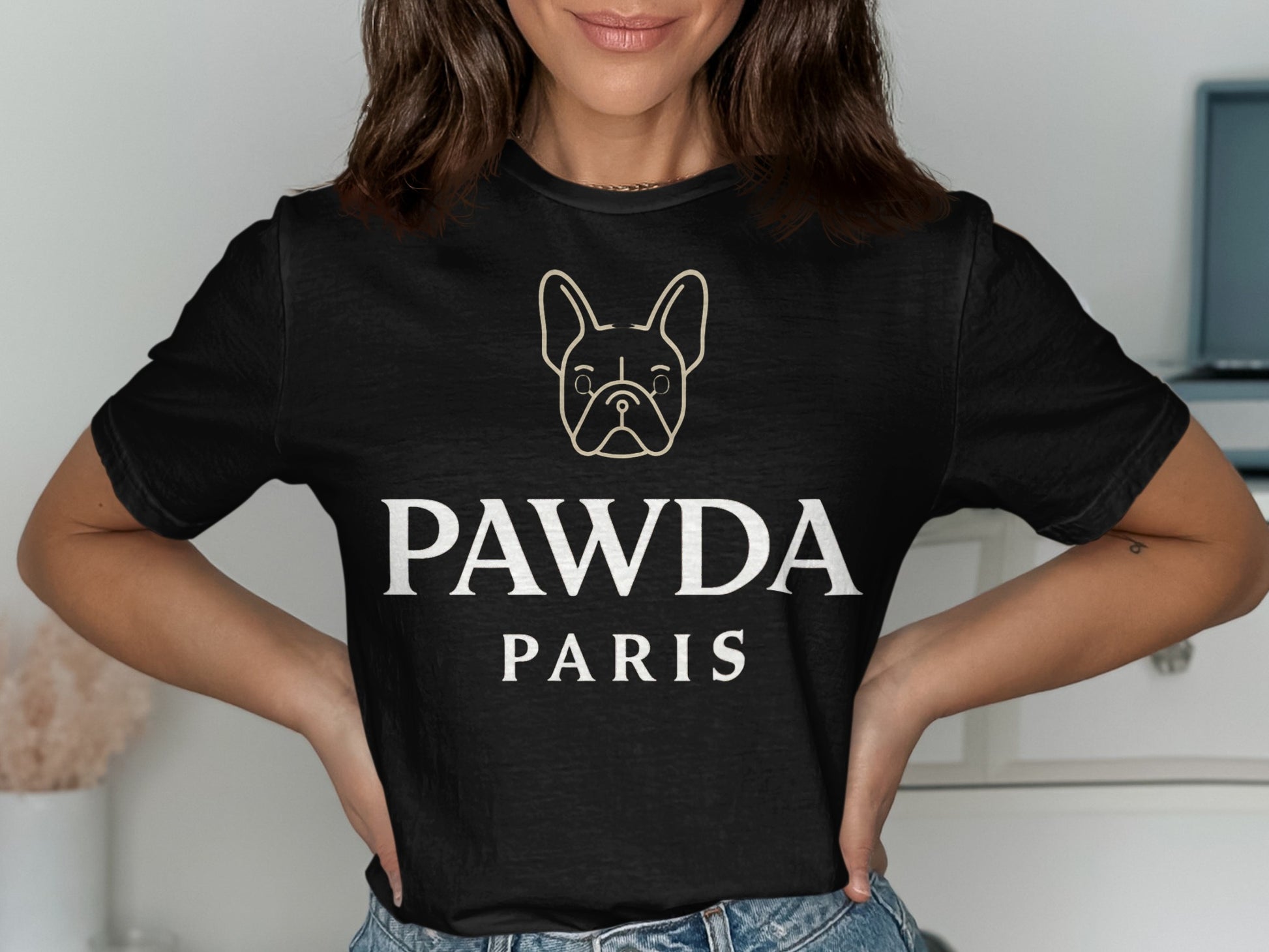 Stylish Pawda Paris French Bulldog Graphic Tee