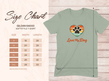Love My Dog Paw Print Heart Softstyle T-Shirt product type