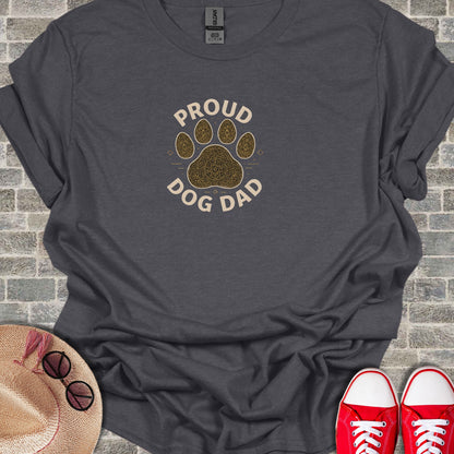 Proud Dog Dad Paw Print Design Grey T-Shirt