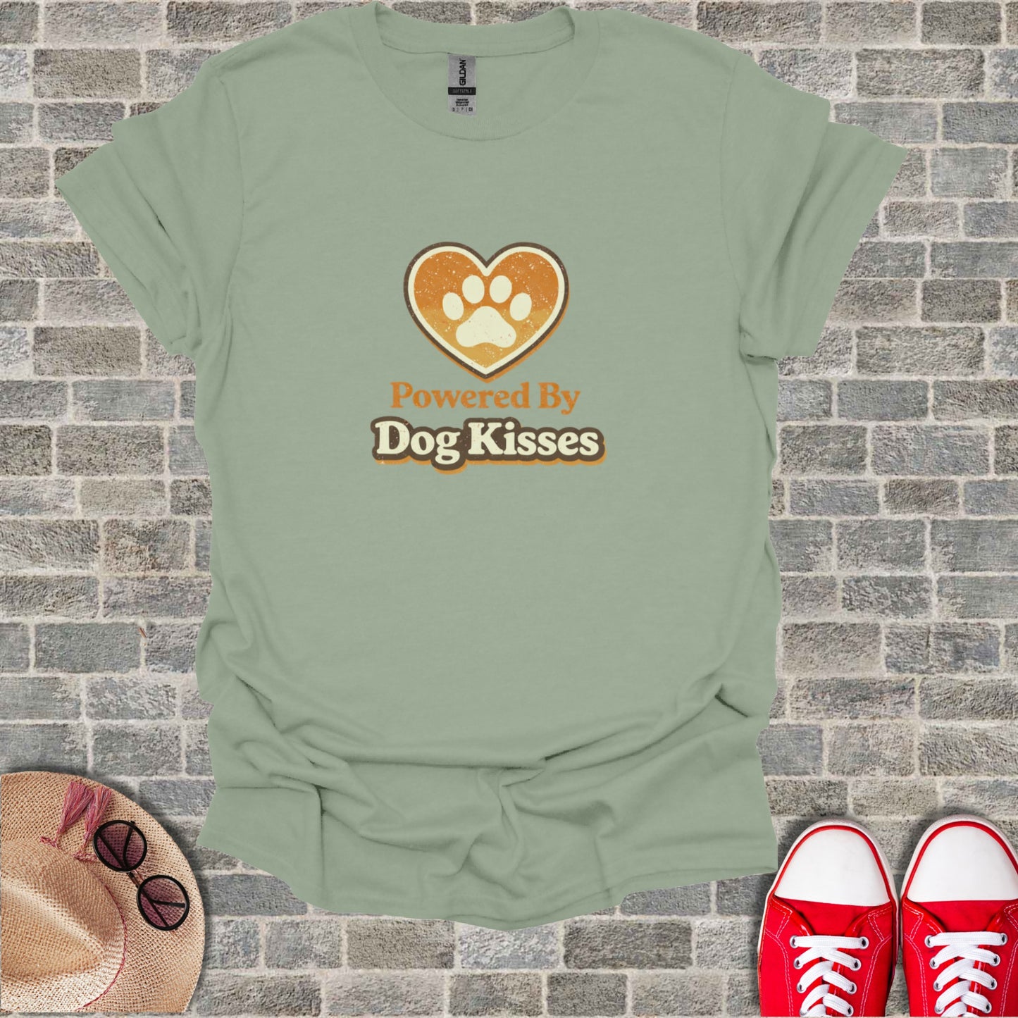 Light Green Powered By Dog Kisses Heart Paw Print product type