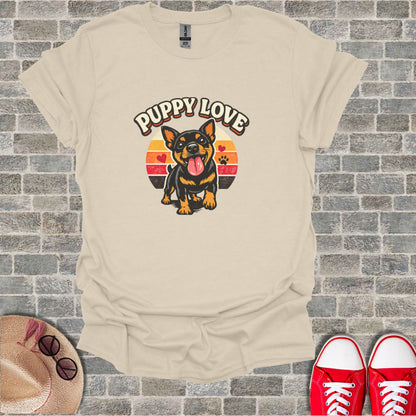 Puppy Love Cute Dog Retro Sunset Hearts product type