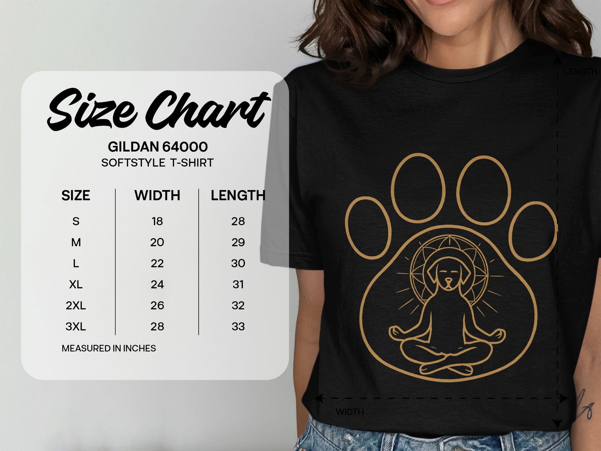 Black T-Shirt with Paw Print and Meditation Design