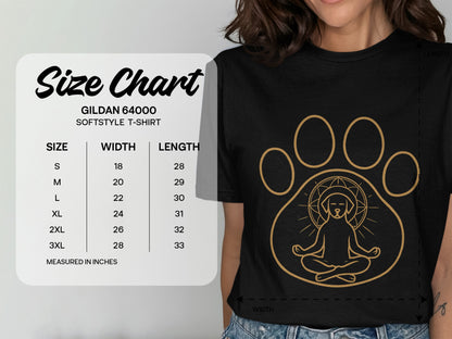 Black T-Shirt with Paw Print and Meditation Design
