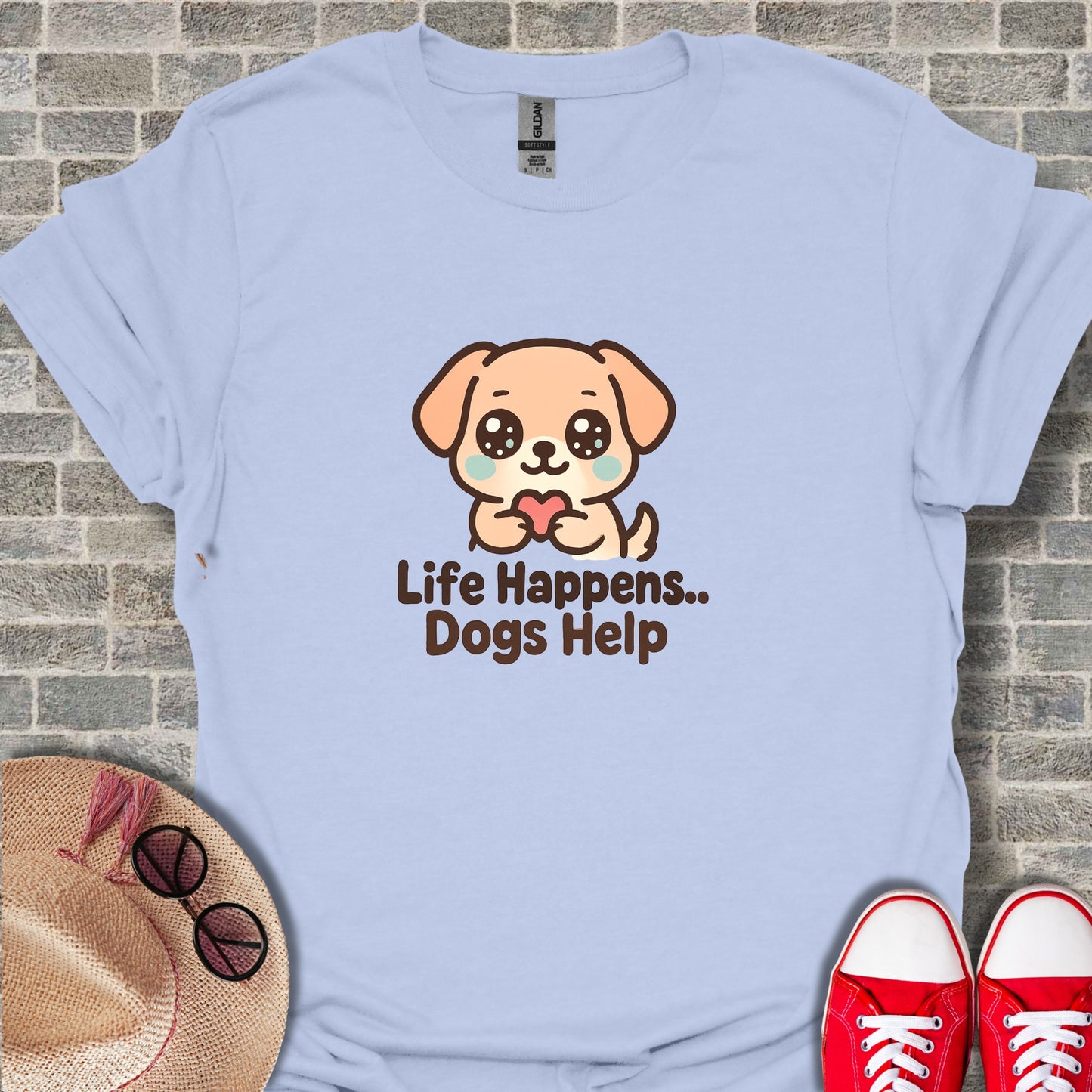 Life Happens.. Dogs Help Cute Graphic Tee Product