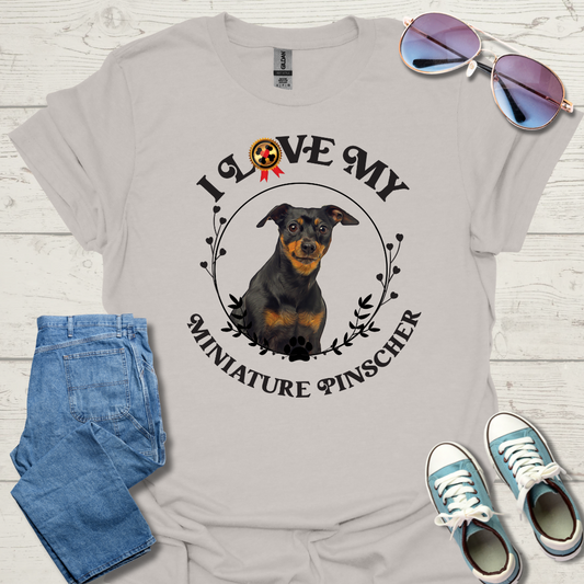 I Love My Min Pin Unisex Softstyle T-Shirt