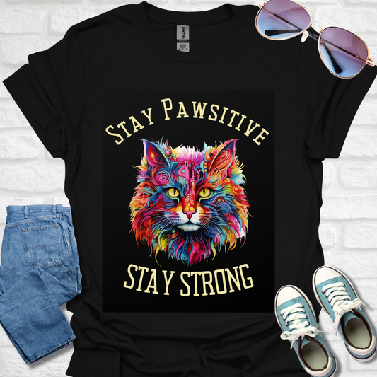 Stay Pawsitive Cat  Unisex Softstyle T-Shirt