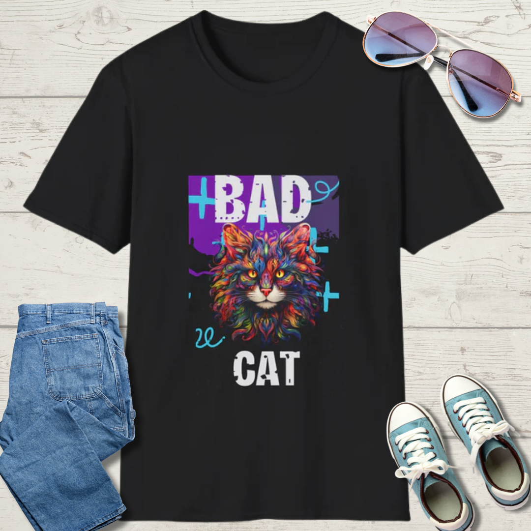 Bad Cat Design Unisex Softstyle T-Shirt