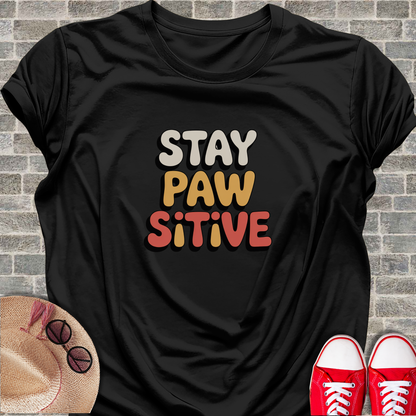 Stay Pawsitive T-Shirt yellow paw