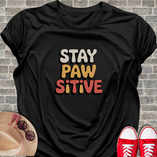 Stay Pawsitive T-Shirt yellow paw