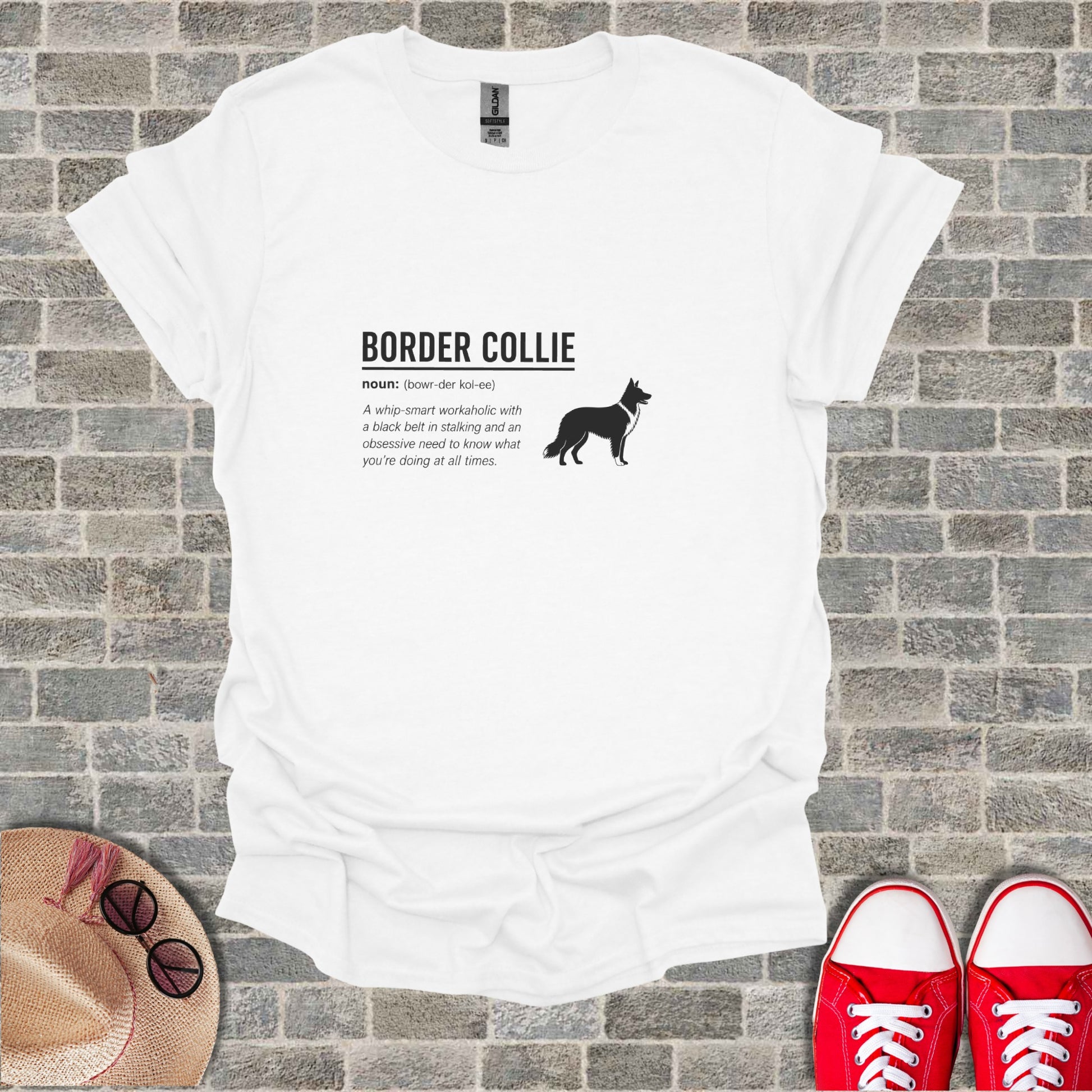 T-shirt with "Border Collie" definition and silhouette.