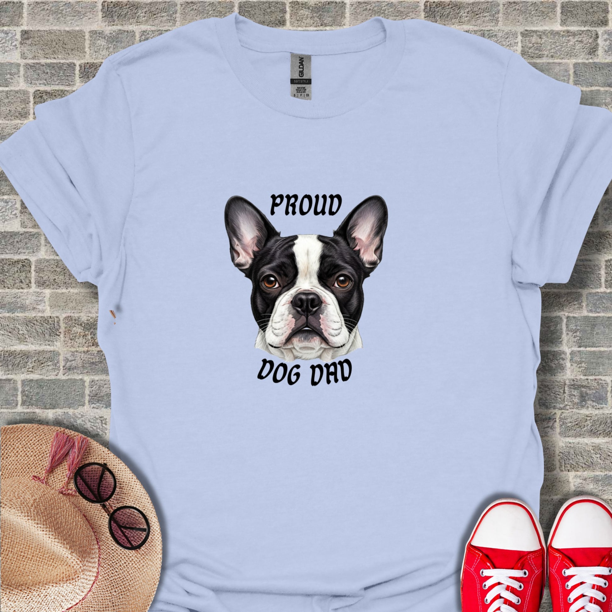 Proud Dog Dad Shirt with Cute French Bulldog Graphic