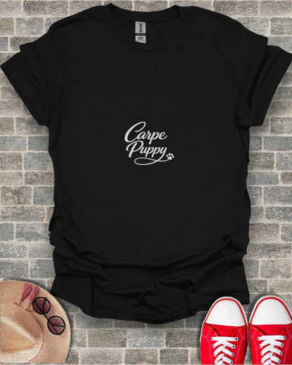 Carpe Puppy Paw Print Design Black T-Shirt product type