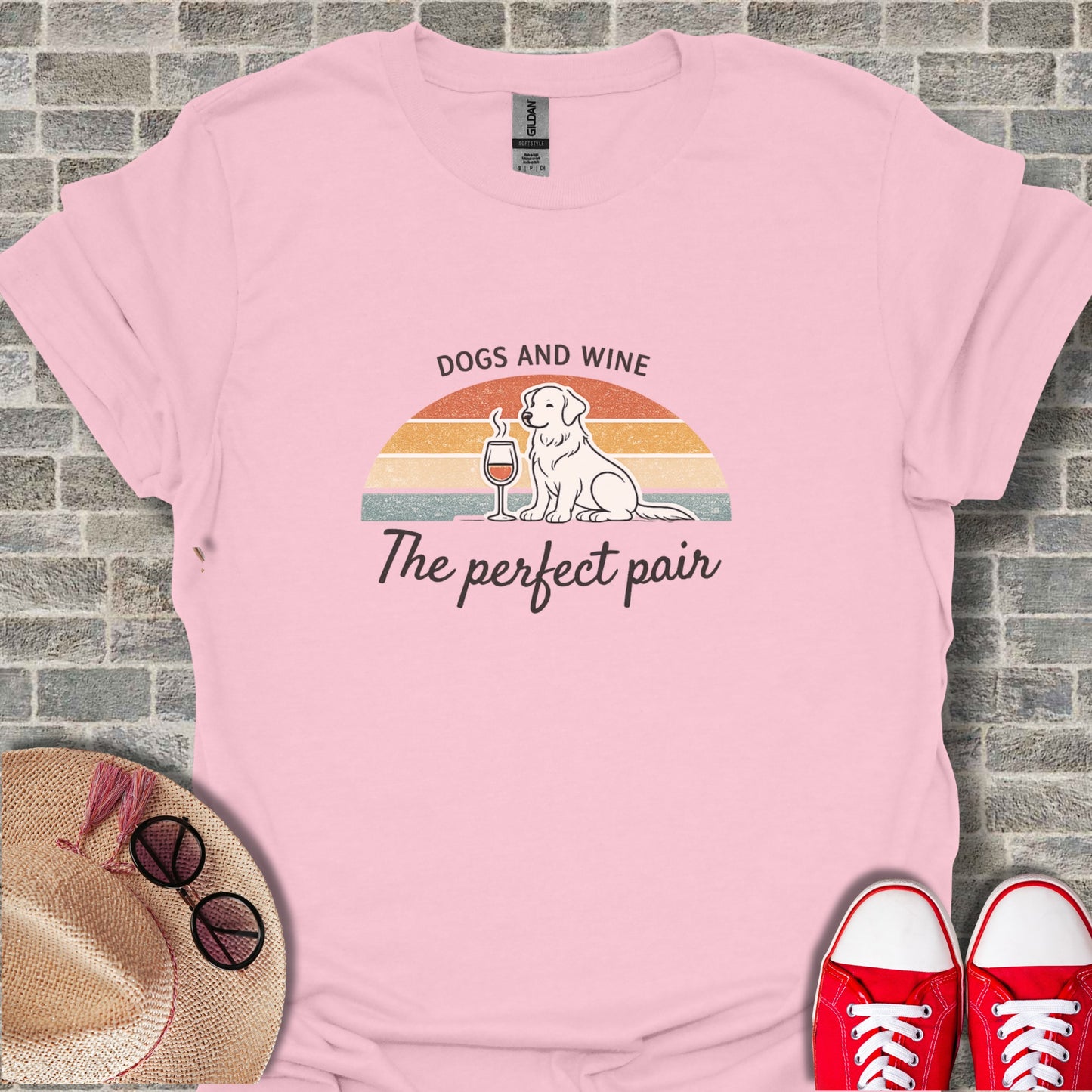 Dogs and Wine The Perfect Pair Graphic T-Shirt