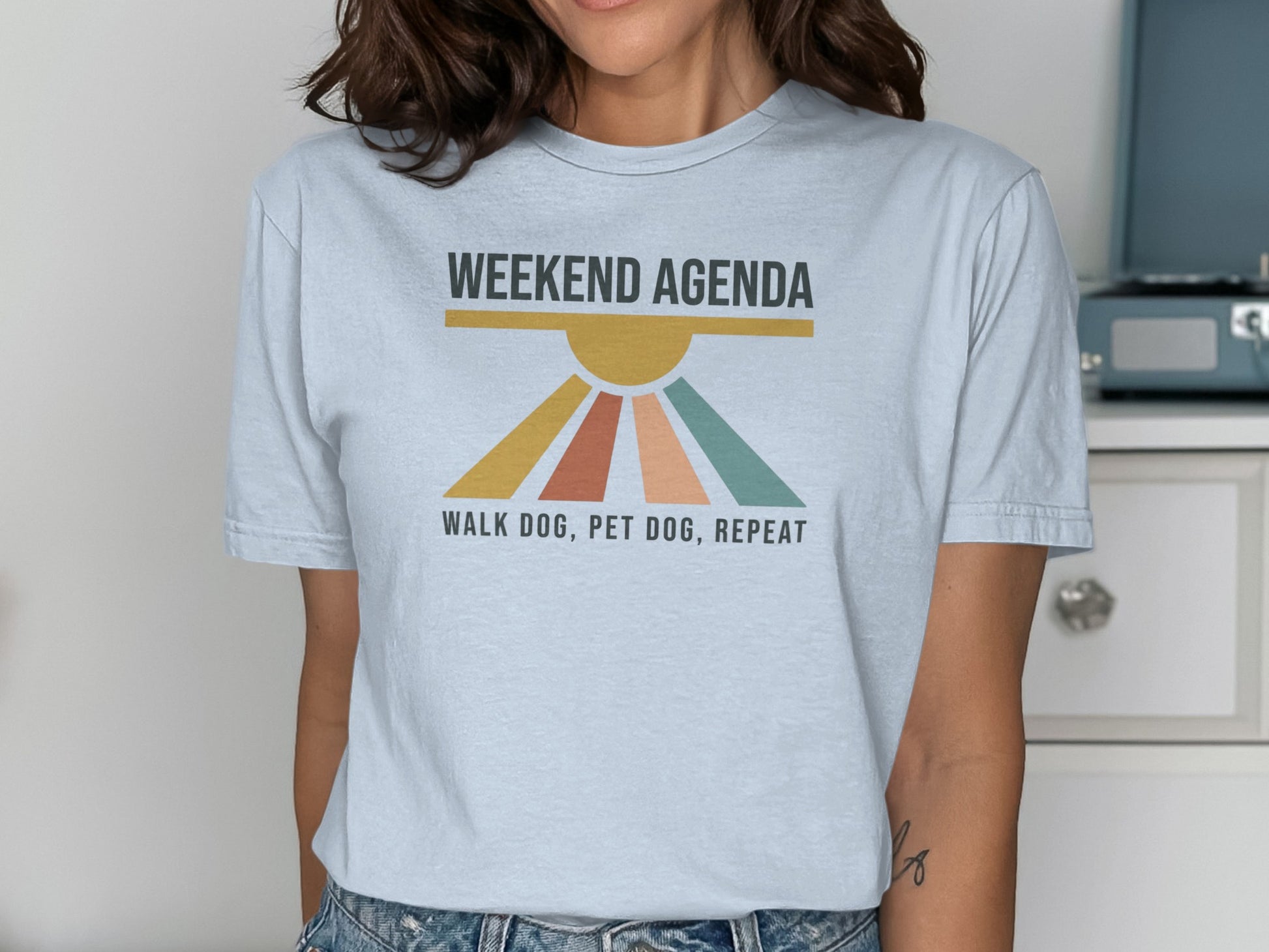 Weekend Agenda Walk Dog Pet Dog Repeat T-Shirt