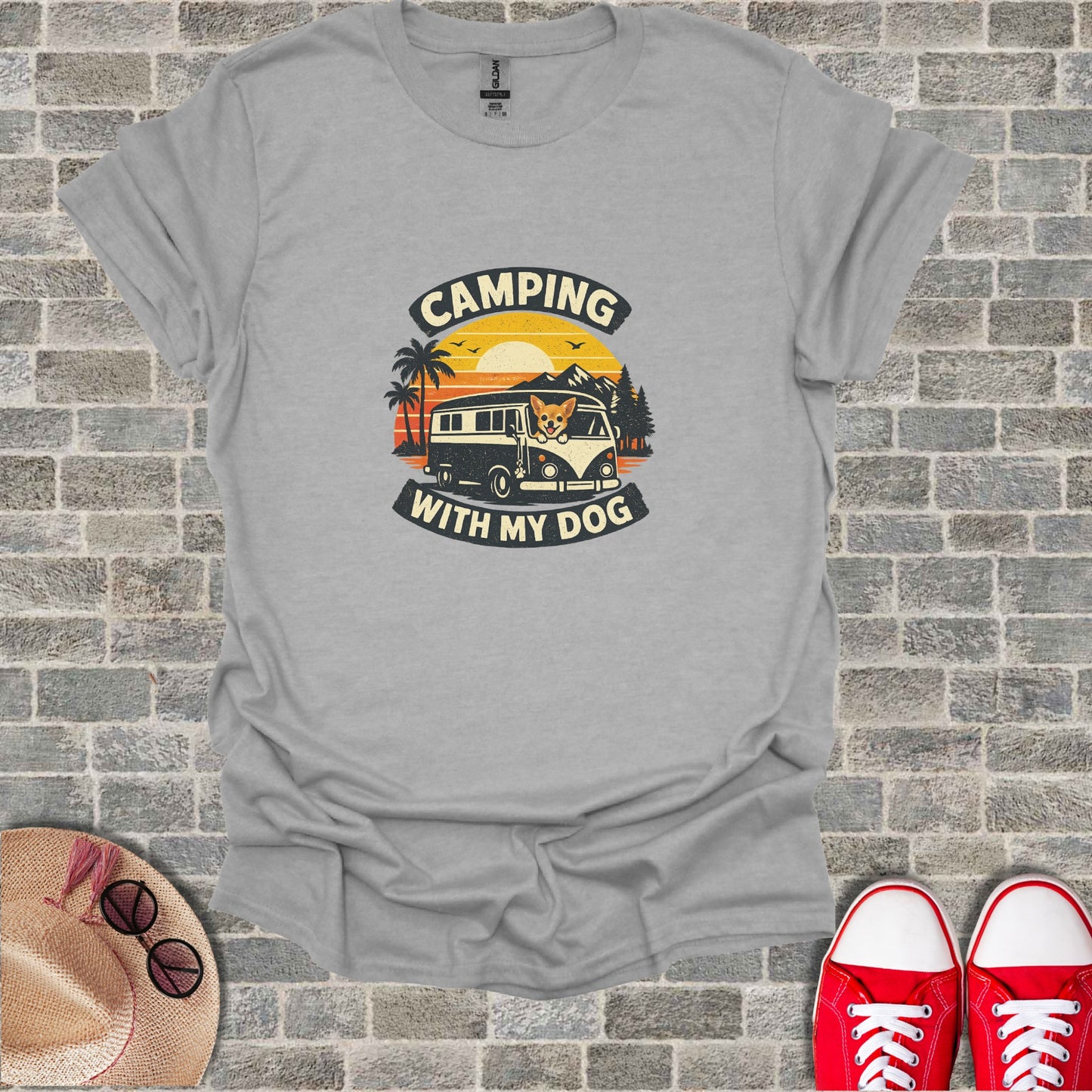 CAMPING WITH MY DOG Sunset Palm Trees Camper Van product type