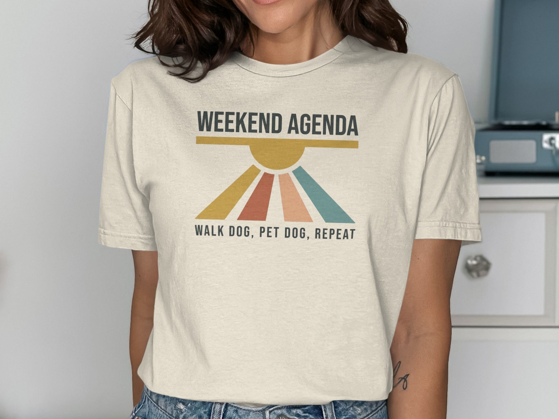 Weekend Agenda Walk Dog Pet Dog Repeat T-shirt