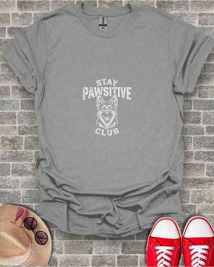 Stay Pawsitive Club Happy Dog Face Design Gray product type
