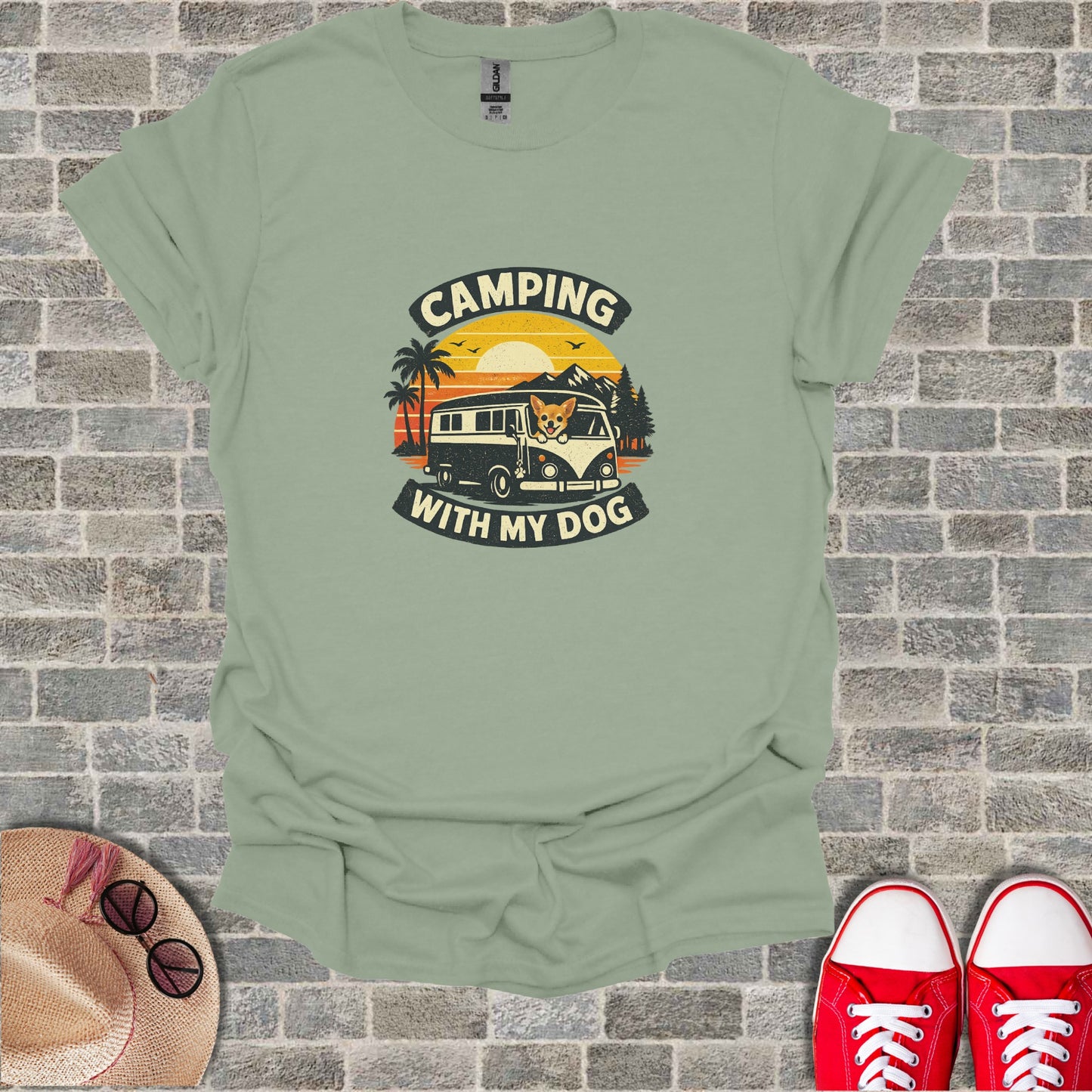 CAMPING WITH MY DOG Van Sunset Palms Mountains product type