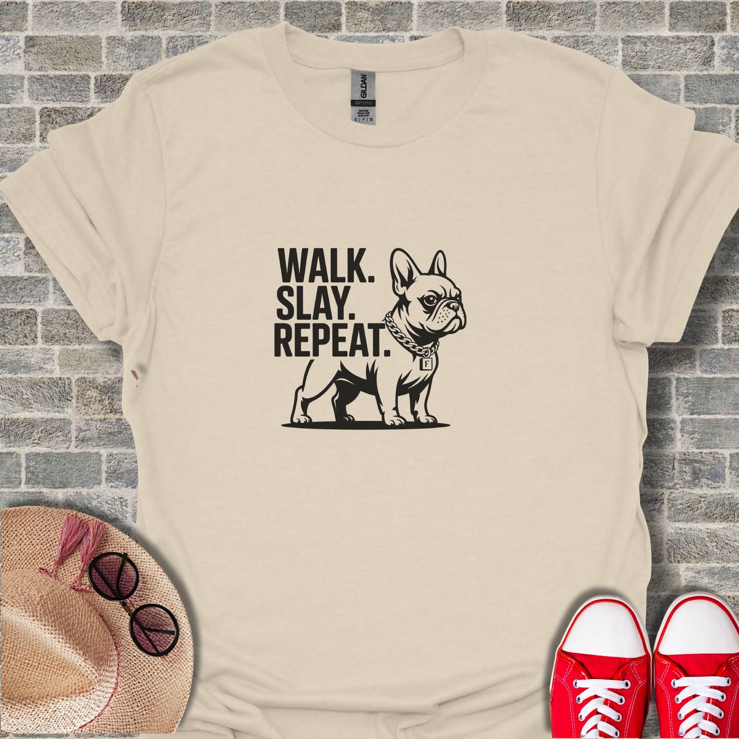 Walk Slay Repeat French Bulldog Graphic T-Shirt