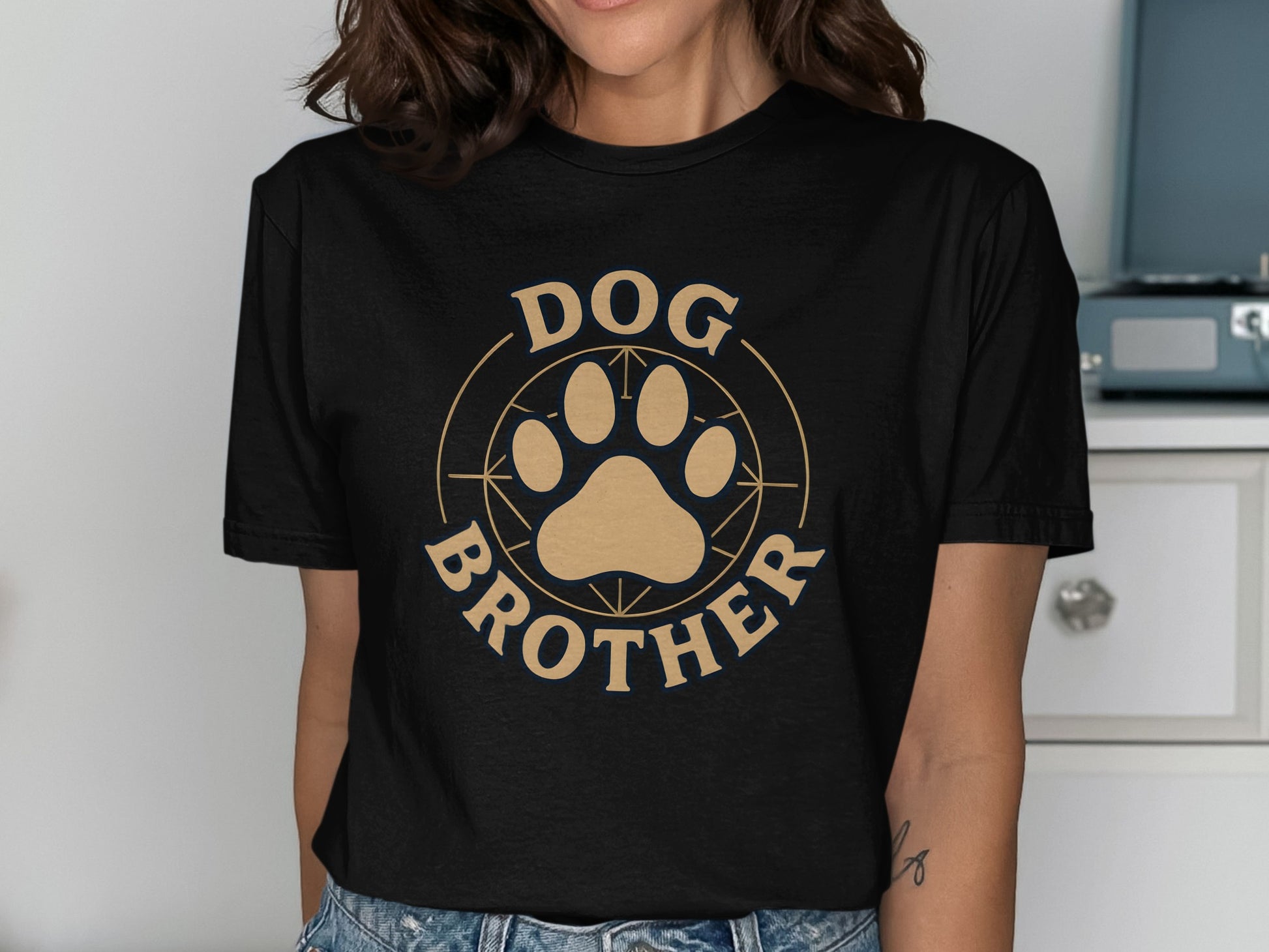 Dog Brother Paw Print Graphic Design Tee
