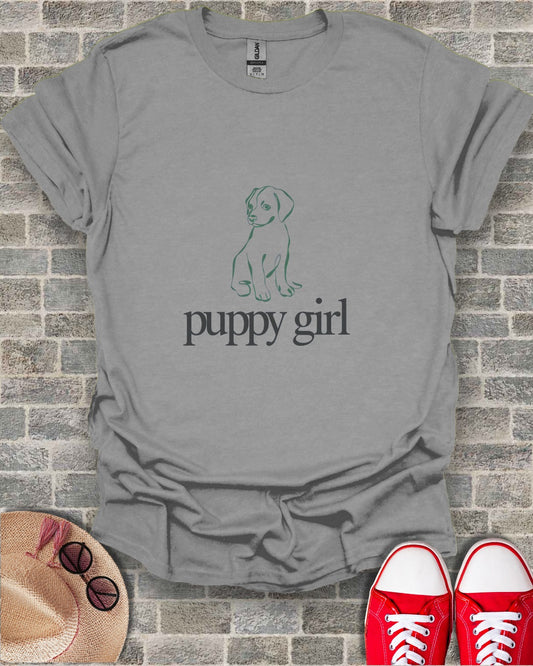 Puppy Girl Graphic Tee with Adorable Dog Design