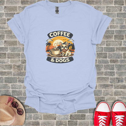 COFFEE & DOGS Sunset Mountain Palm French Bulldog T-shirt product type