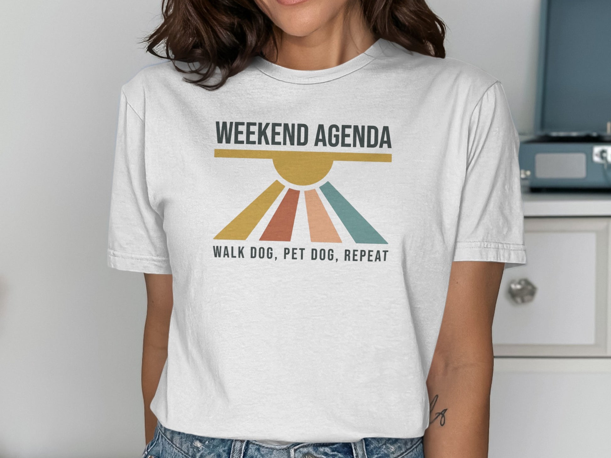 Weekend Agenda Walk Dog Pet Dog Repeat T-Shirt