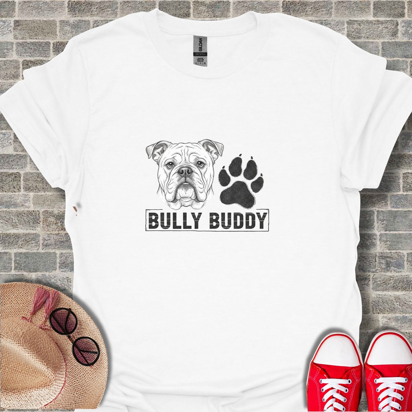 Bully Buddy Graphic T-Shirt Bulldog Print Tee