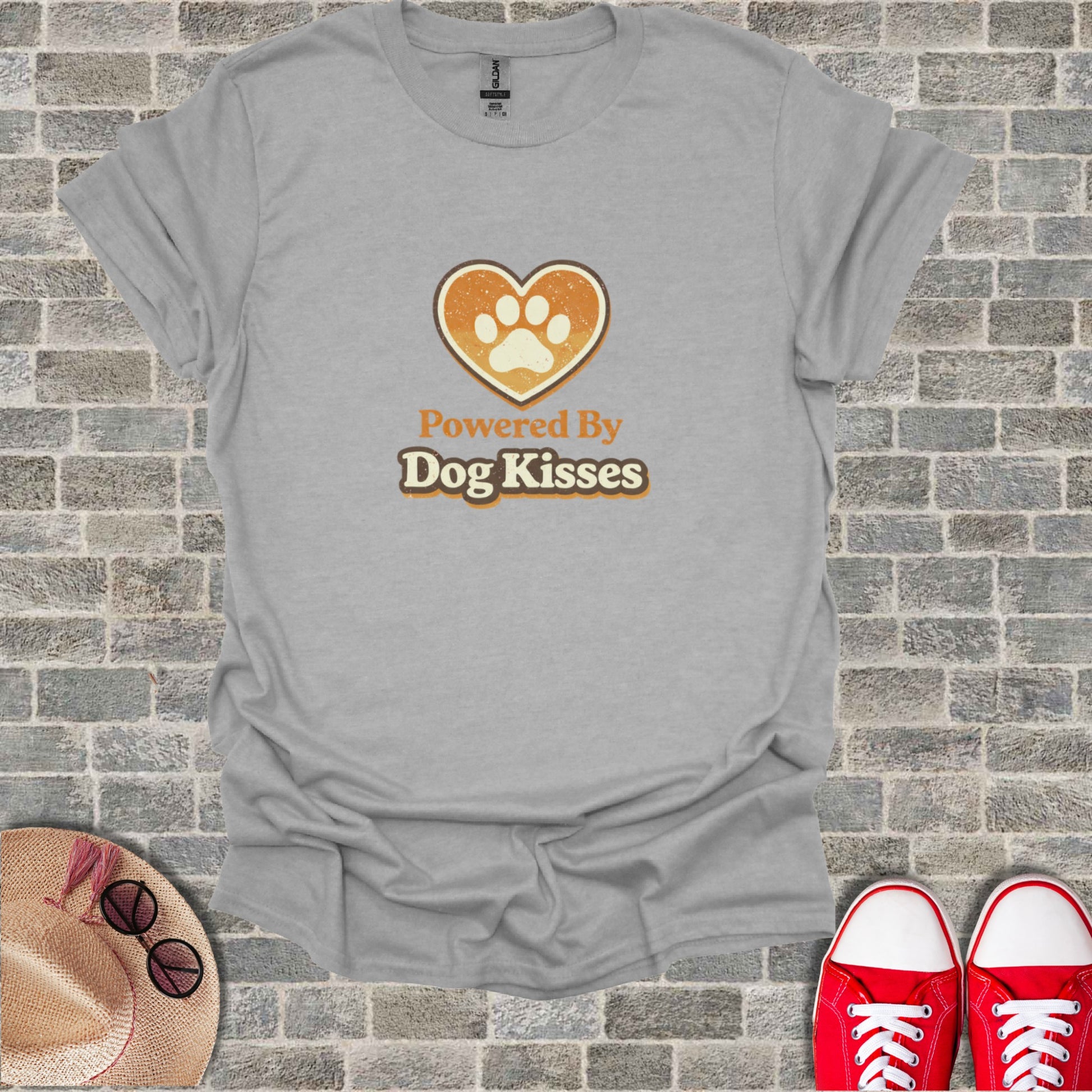 Powered By Dog Kisses Heart Paw Print Graphic product type