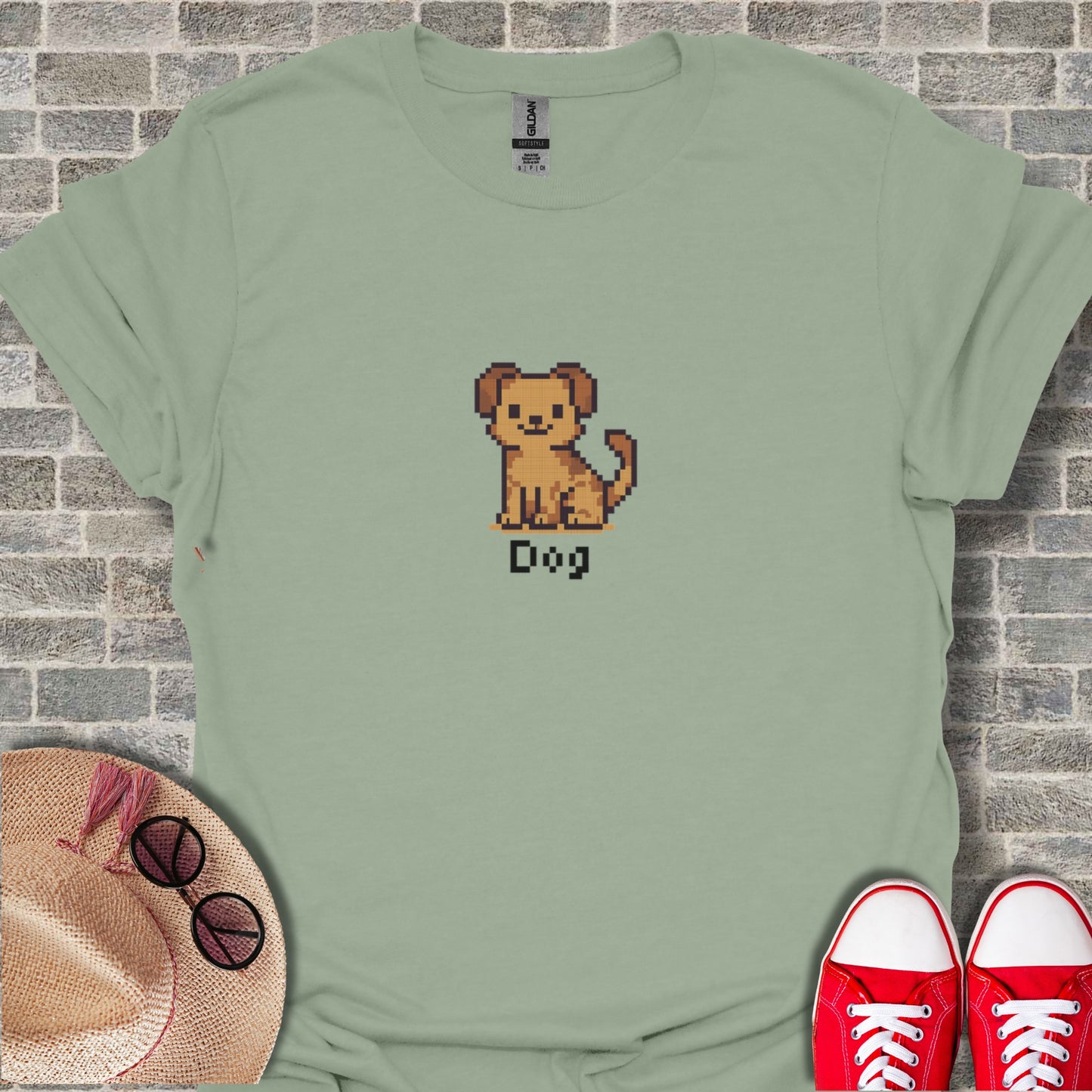 Cute Pixel Art Dog Graphic T-Shirt for Pet Lovers