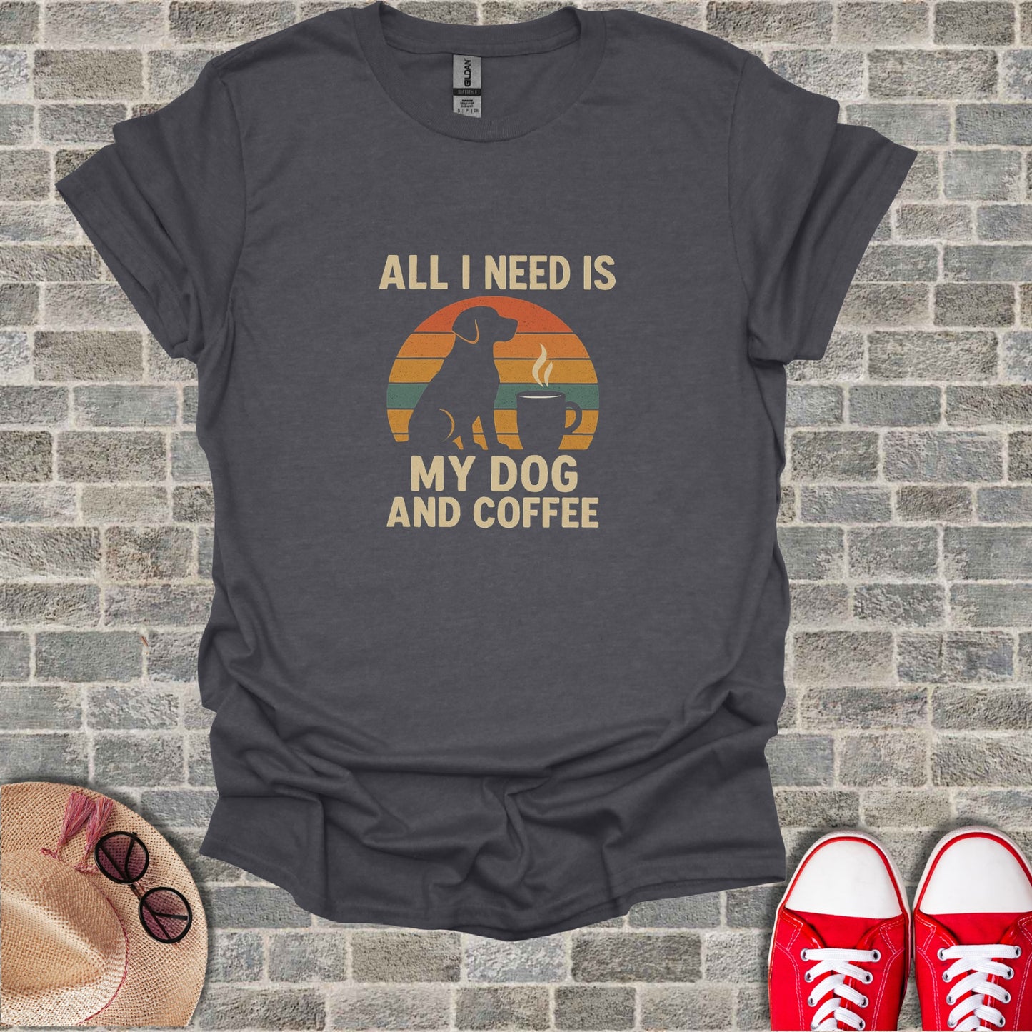 ALL I NEED IS MY DOG AND COFFEE Retro Sunset product type