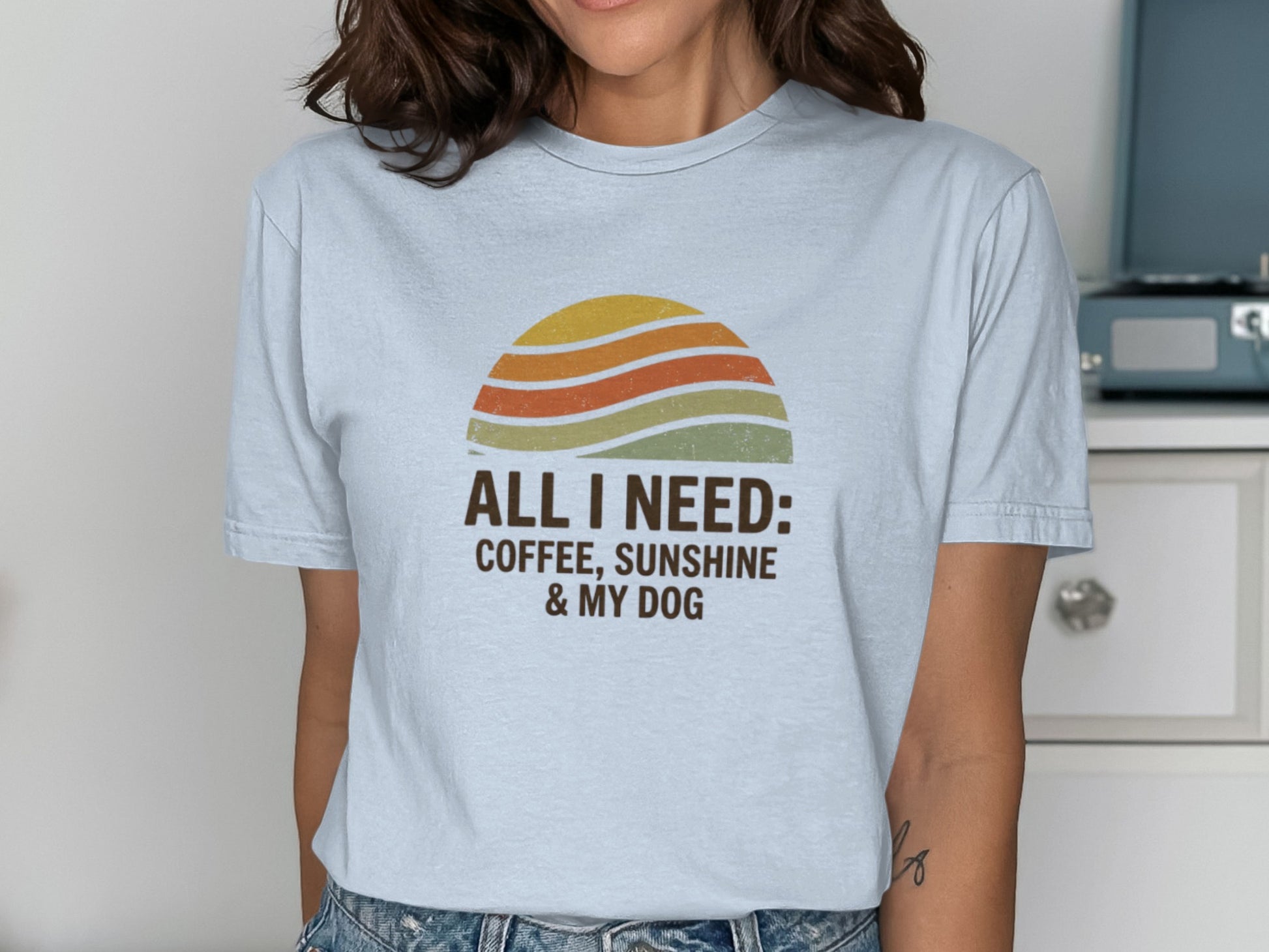 All I Need Coffee Sunshine and My Dog Graphic Tee