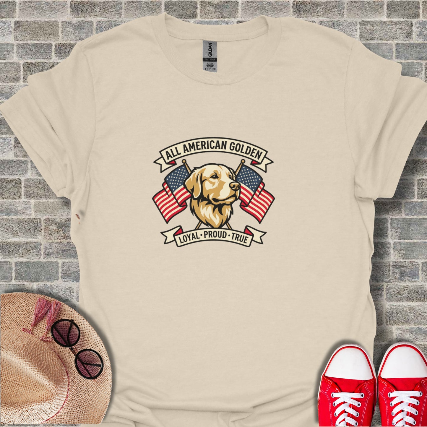 All American Golden Retriever Loyal Proud True T-Shirt