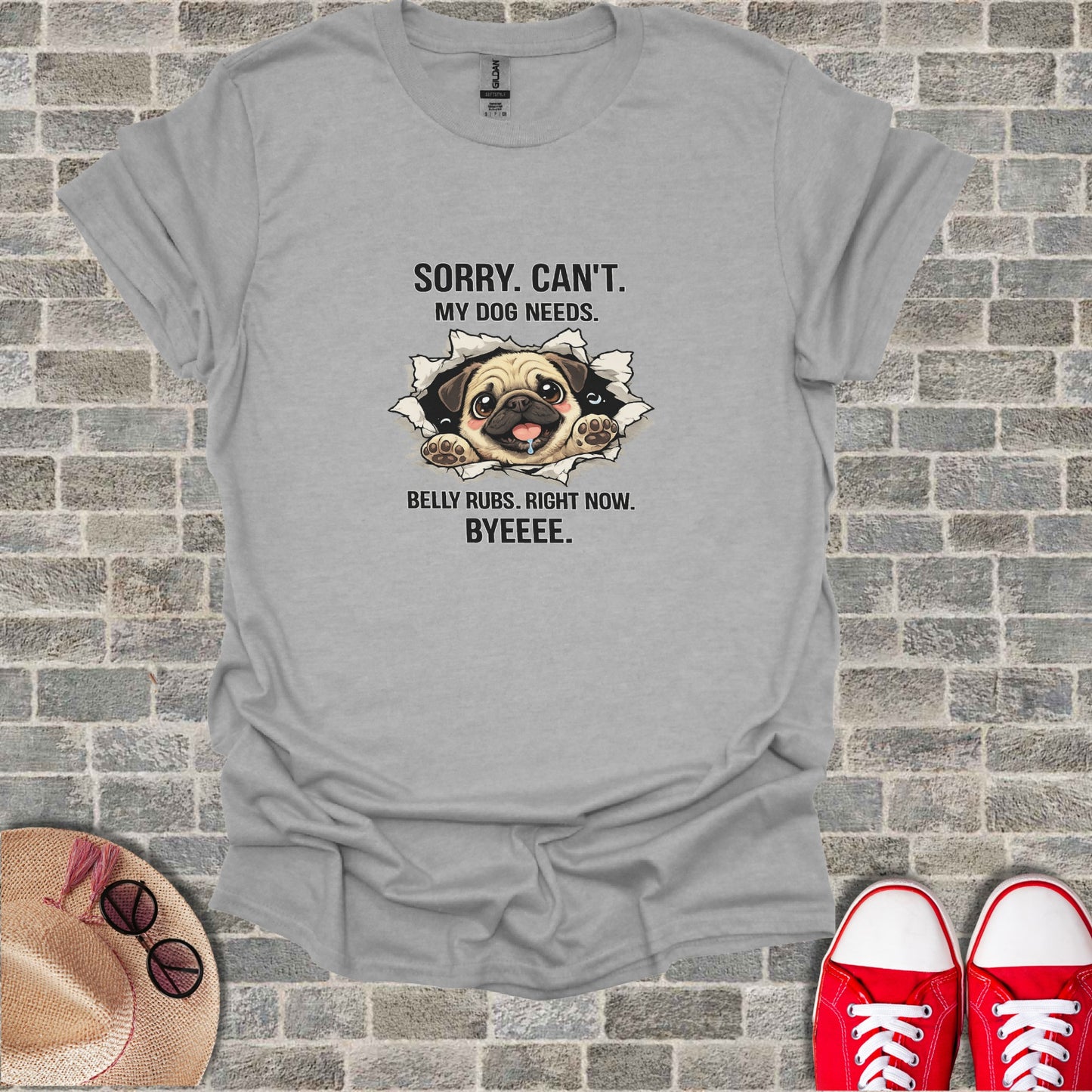 Sorry Can't My Dog Needs Belly Rubs Right Now Byeee T-shirt product type
Pug
Dog
Funny
Cute
Pet
Puppy
Belly Rubs
Animal
Canine
Humorous
Dog Lover
Pug Life
Doggie
Right Now
Sorry Can't
Byeee
Shirt
Graphic Tee
Apparel
Gift