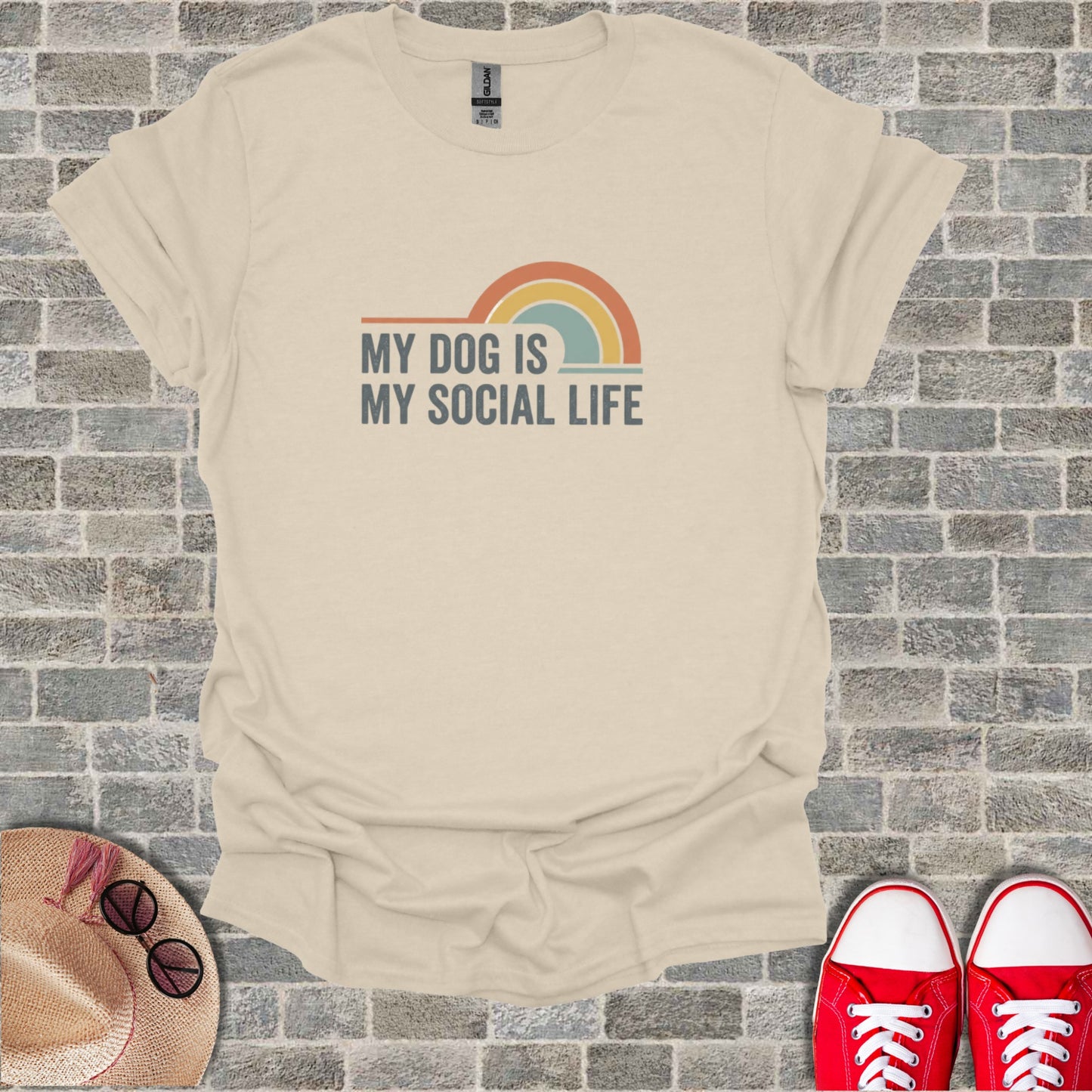 MY DOG IS MY SOCIAL LIFE Rainbow Graphic product type