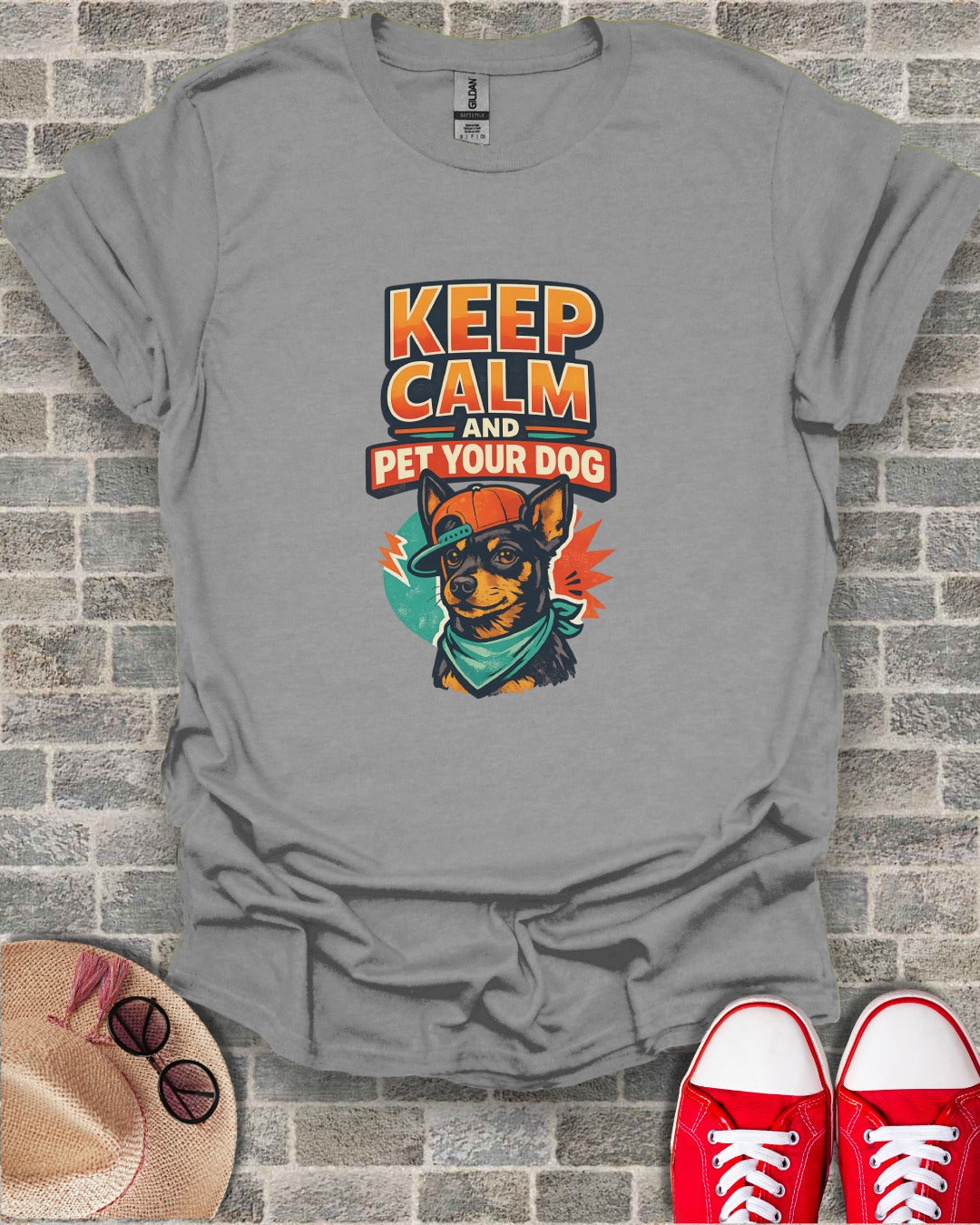 Keep Calm and Pet Your Dog Graphic Tee Shirt
