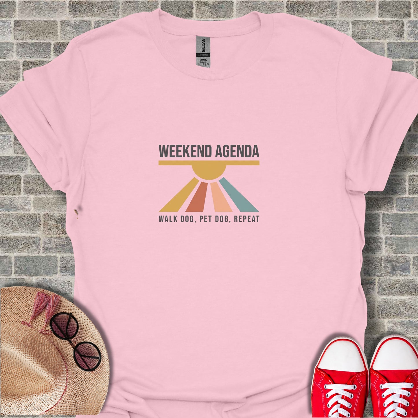 Weekend Agenda Walk Dog Pet Dog Repeat T-shirt
