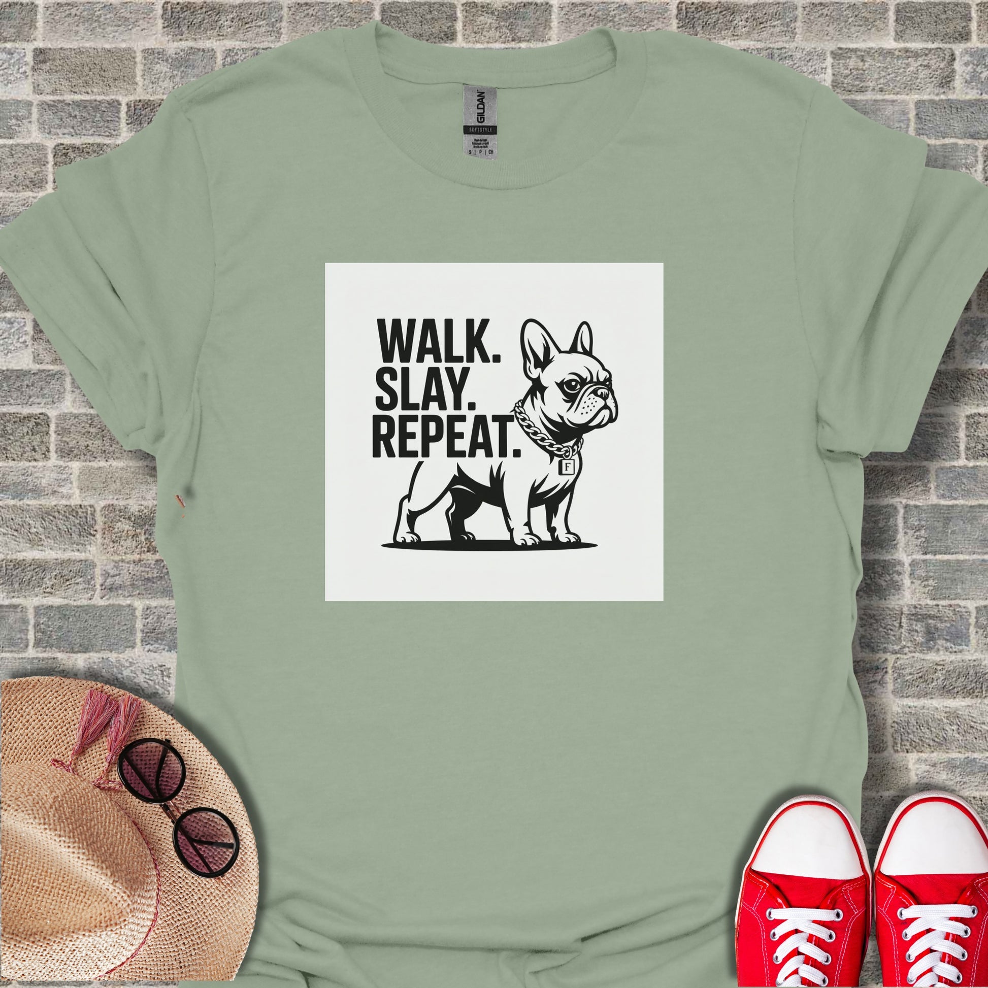 Walk Slay Repeat Dog Illustration T-Shirt