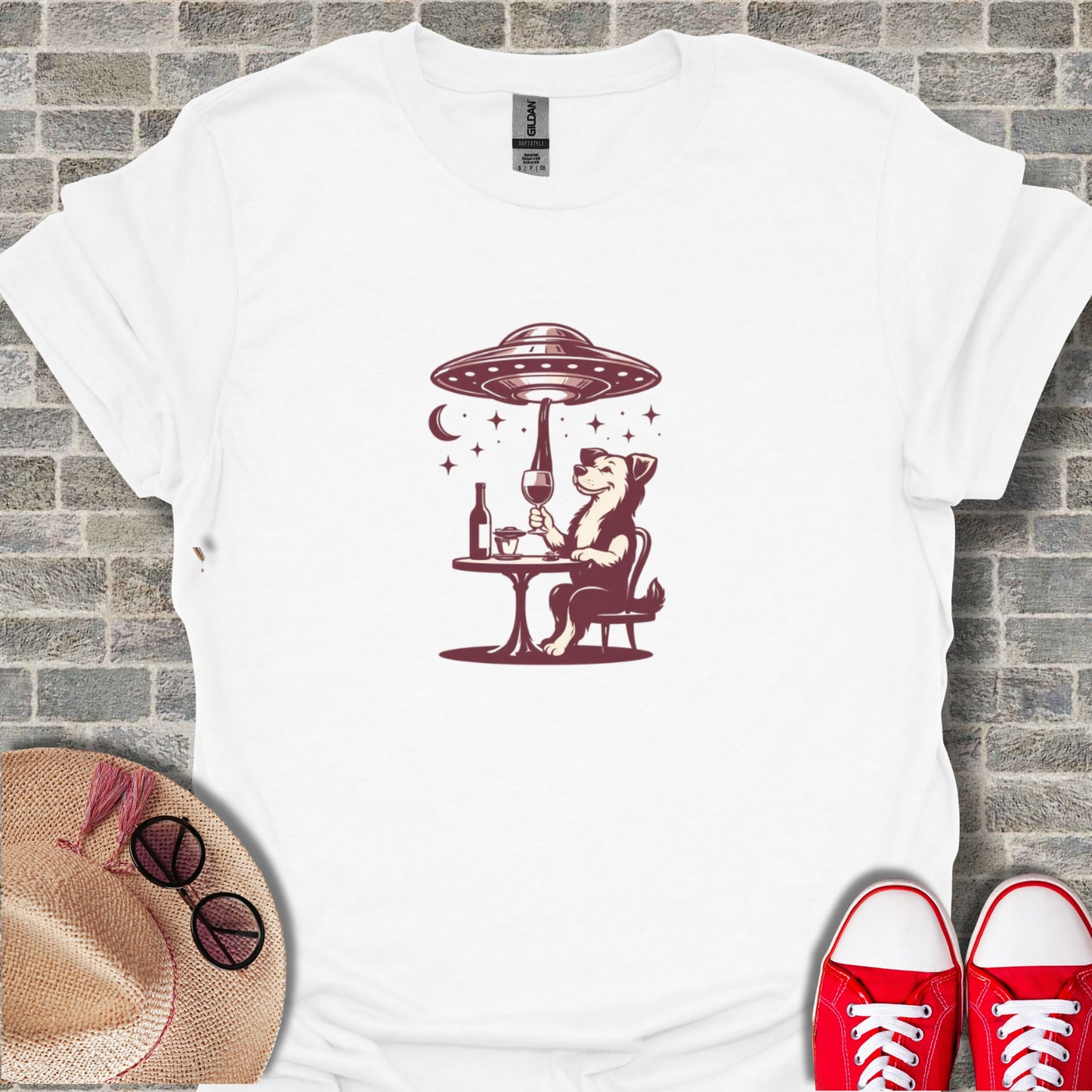 Extraterrestrial Canine Enjoying Wine T-shirt