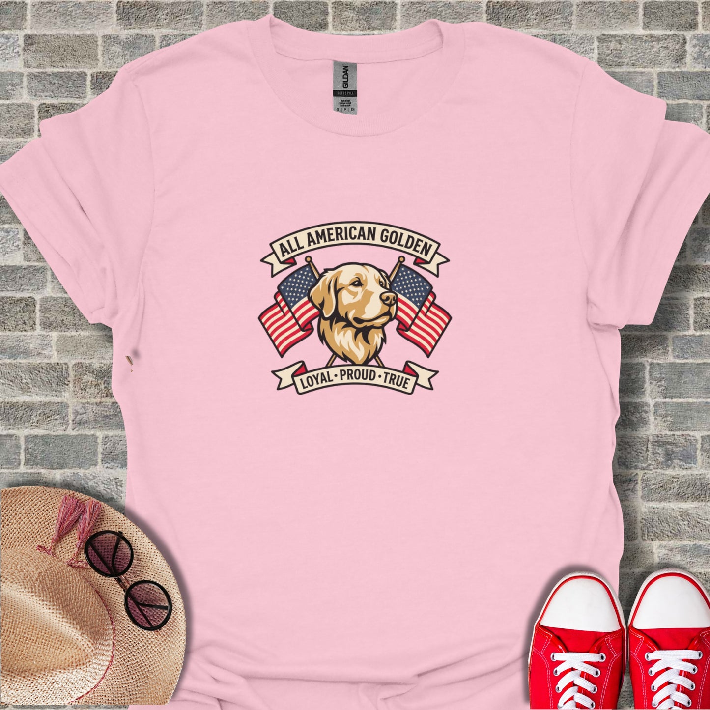 All American Golden Retriever Proud Patriotic T-Shirt